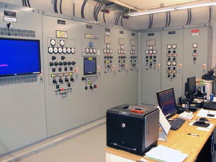 : One of two Russelectric panel boards in Haley Hospital’s power plant control room.  The boards include a custom Russelectric SCADA system that allows remote monitoring and control of the hospital’s power.