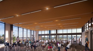 The 3,000-square-foot Zillow Commons will be a flexible events space in the new building that can host faculty meetings and departmental gatherings, workshops, conferences, research talks, industry recruiting events and other functions to benefit UW CSE, the campus and the broader community.LMN Architects