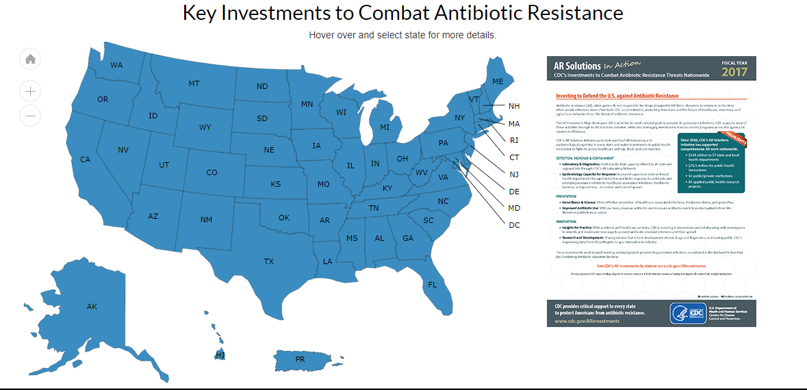 Click for interactive features of the CDC's AR map. 