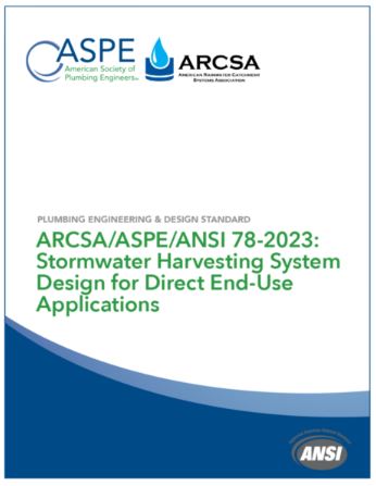 ARCSA/ASPE/ANSI standard on stormwater harvesting systems